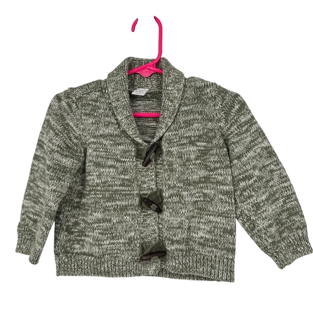 Old Navy Heather Green Knit Cardigan Sweater with Toggle Closures